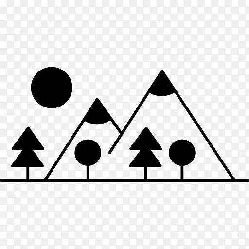山边的树木制成的不同形状图标