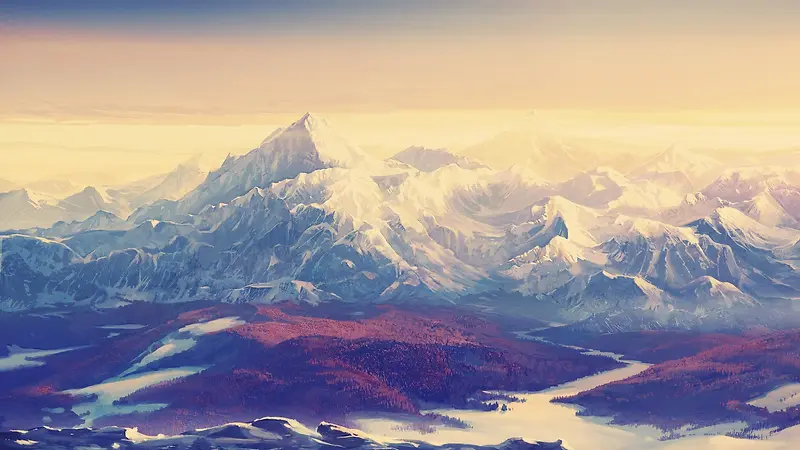 梦幻雪山阳光壁纸
