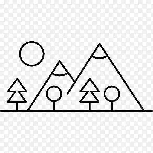 山边的树木制成的不同形状图标