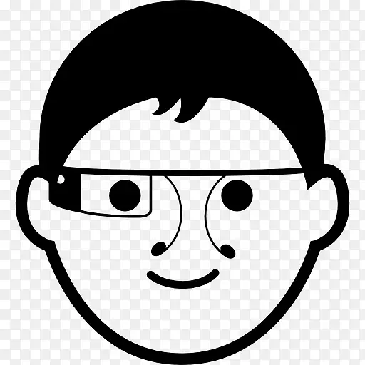 谷歌眼镜的男人脸上图标