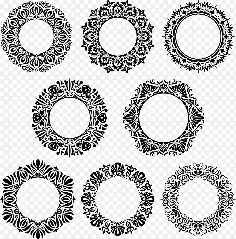 8个圆形装饰花边