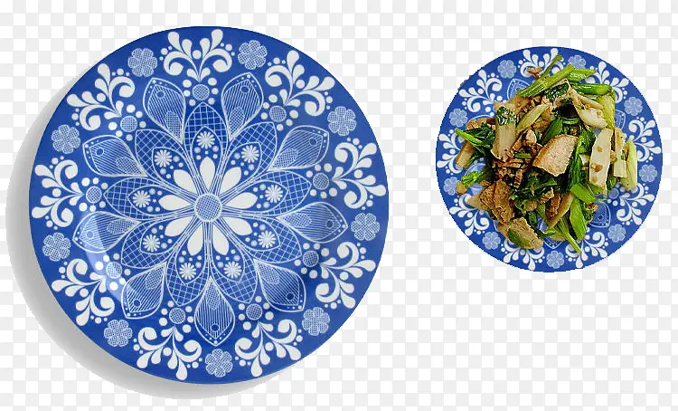 蓝色复古花纹餐盘