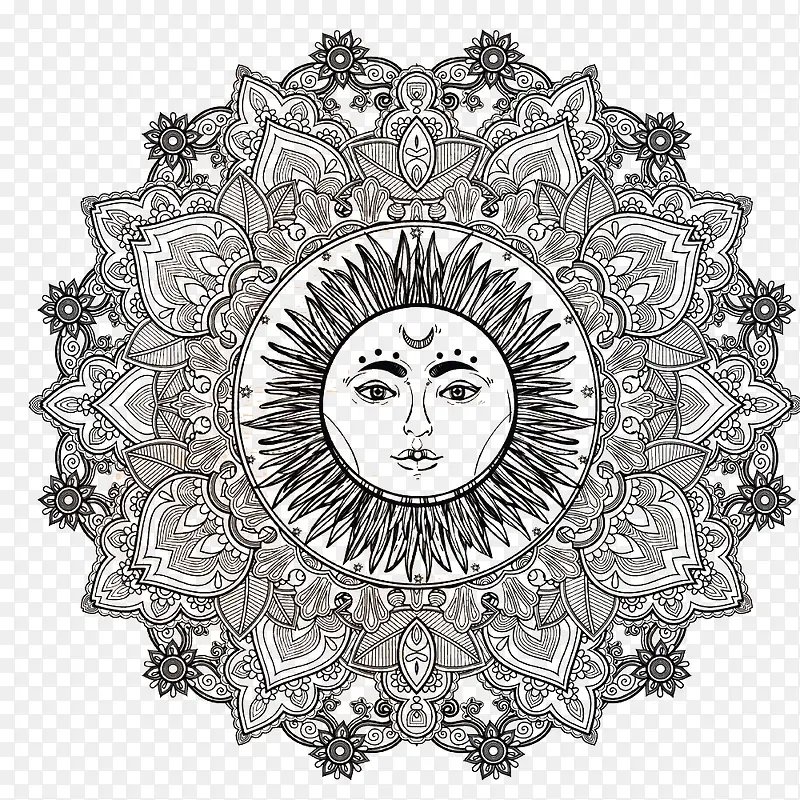 太阳花复古装饰花纹