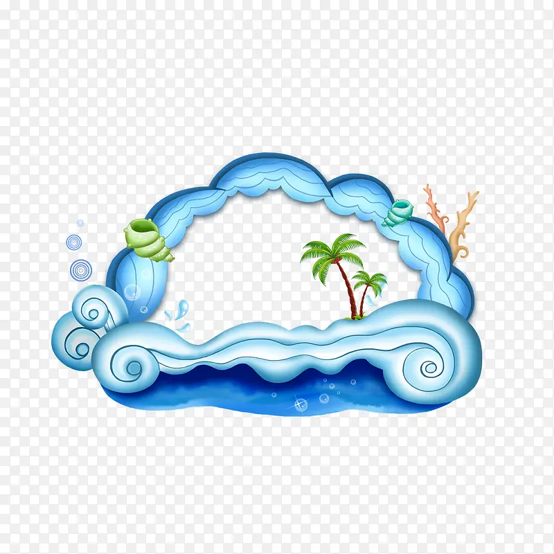 水浪和椰子树