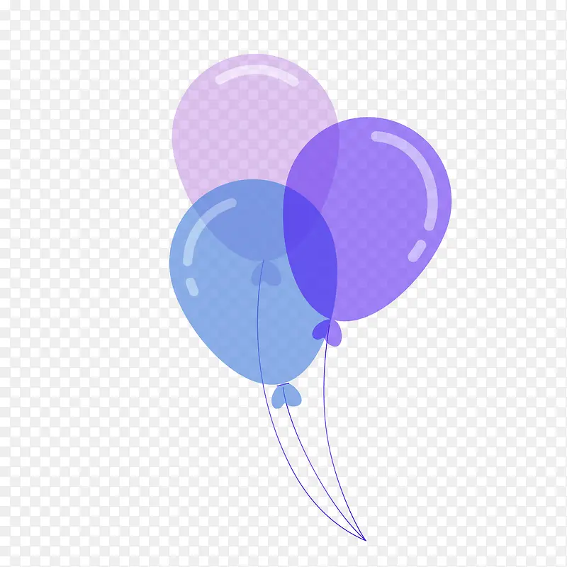 紫色气球组漂浮卡通手绘