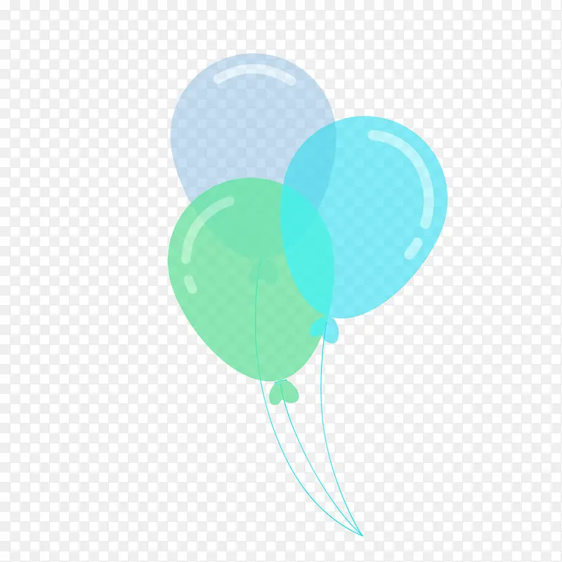 绿色蓝色气球组漂浮卡通手绘