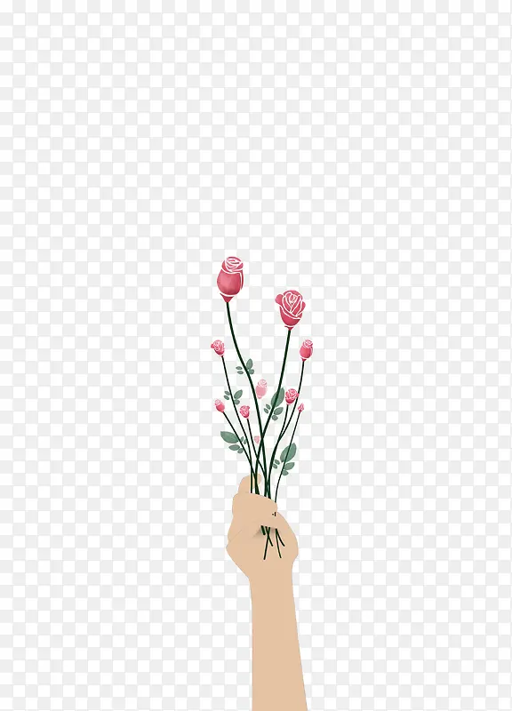 手握玫瑰花·