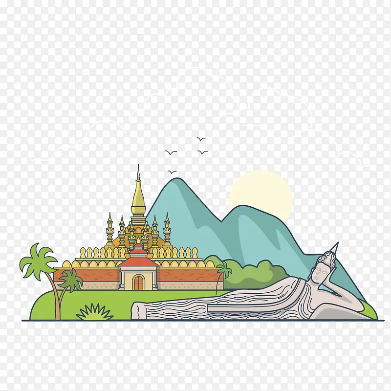 老挝旅游景点元素