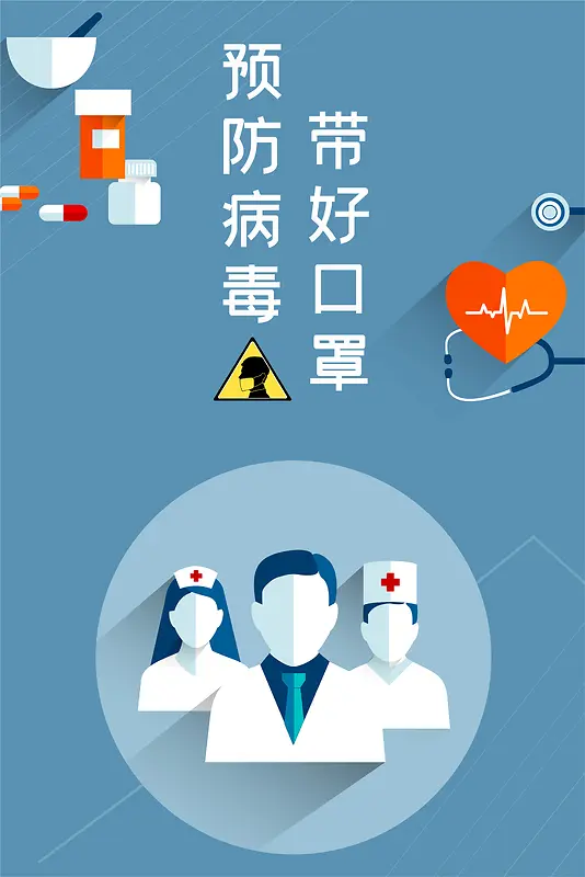 新型冠状病毒预防病毒带好口罩医生护士