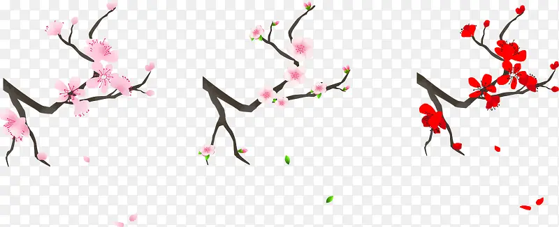 桃花素材 梅花素材 桃花插画 红梅