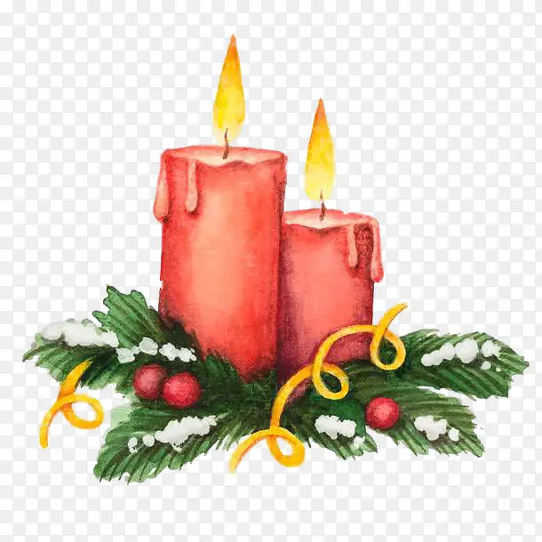 圣诞蜡烛，蜡烛插画,圣诞装饰物