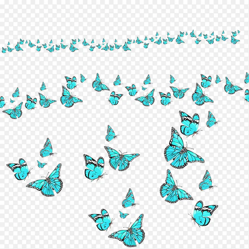 蓝色蝴蝶装饰元素