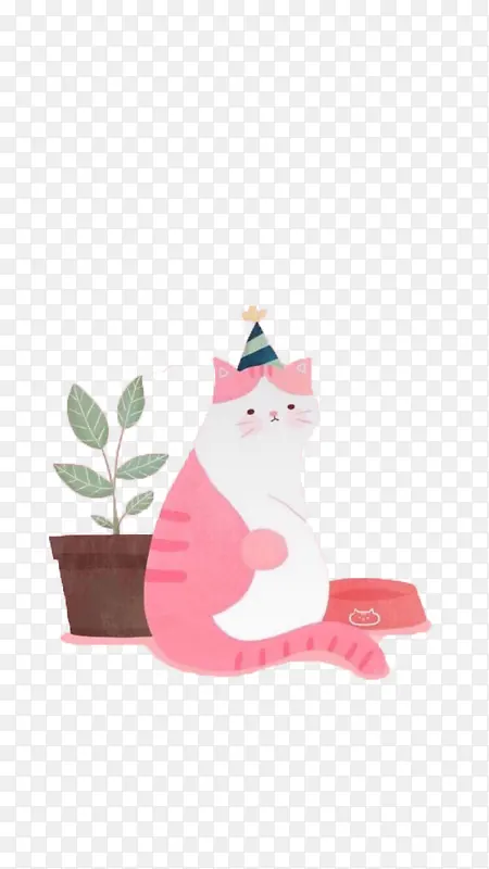 可爱小猫绿植生日图片