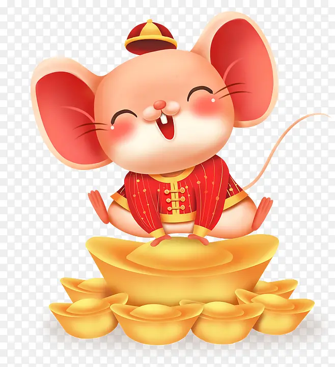老鼠坐着金元宝