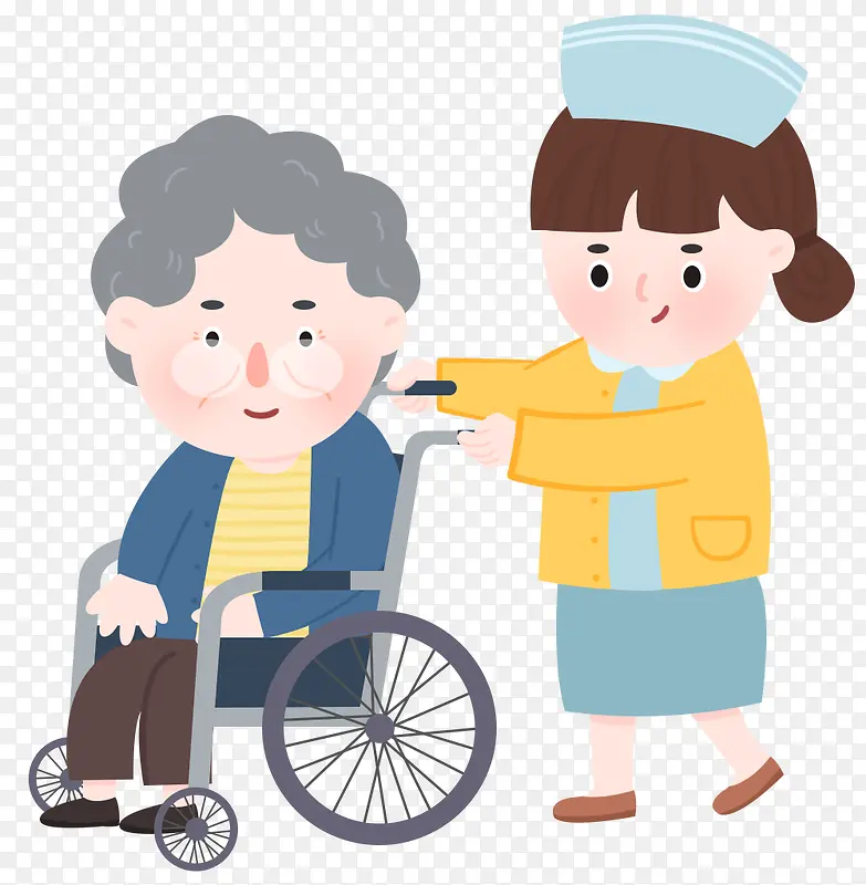 护士照顾轮椅老人