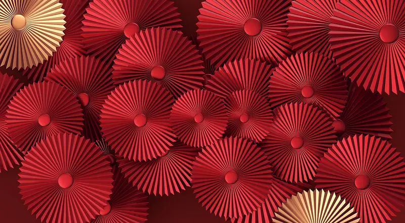 中国传统红色金色大气扇形底图