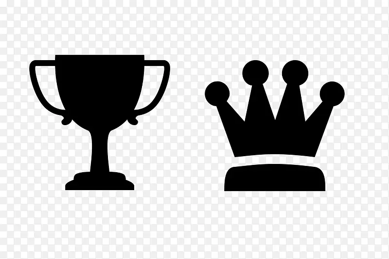 奖杯和王冠剪影