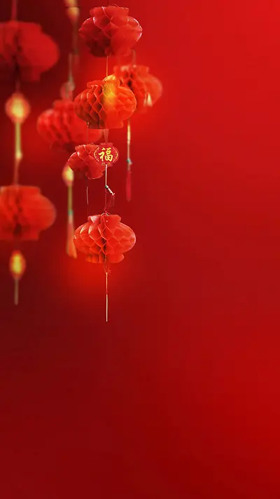 新春新年中国红节日喜庆红色背景素材