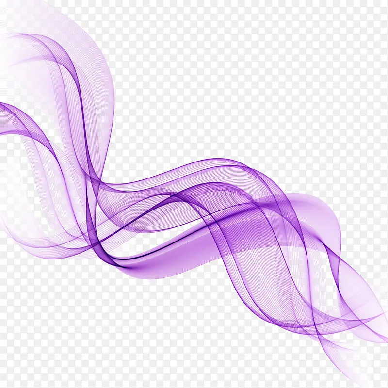 紫色线条透明波浪元素