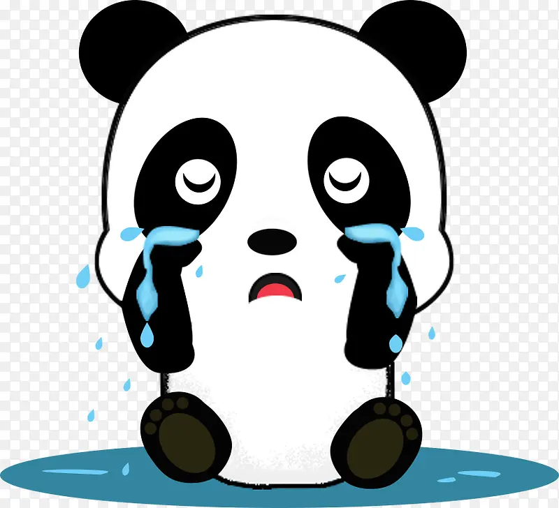 手绘卡通动漫伤心哭的熊猫