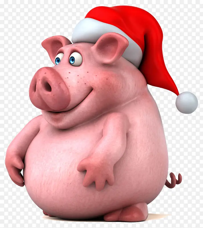 带圣诞帽的小猪