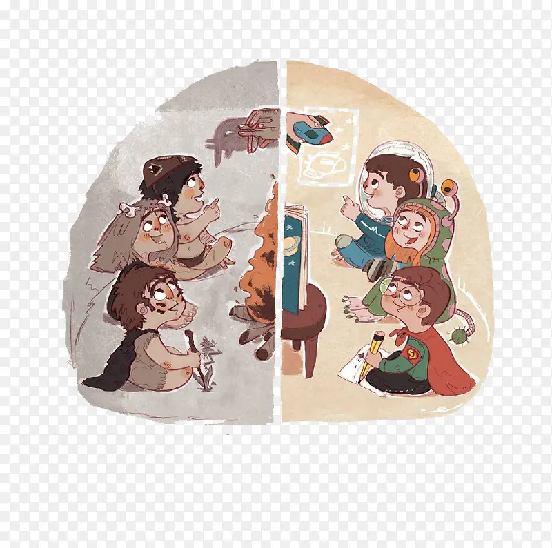 卡通古代和现代PNG图片素材下载_图片编号yrvkzjwv-免抠素材网