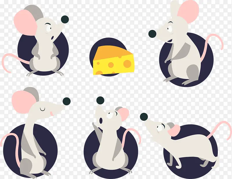 老鼠 奶酪 动物 卡通 插画 素材