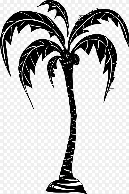 卡通手绘黑白椰子树2
