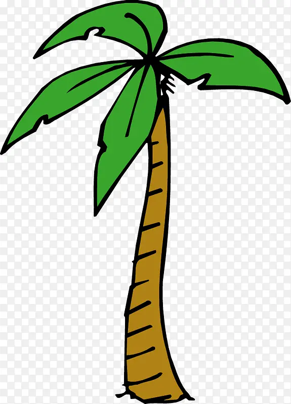 手绘彩色卡通椰子树