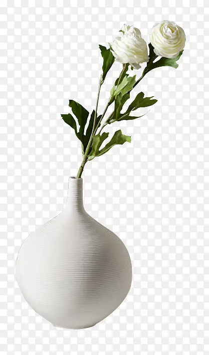 简约的白色花瓶插花