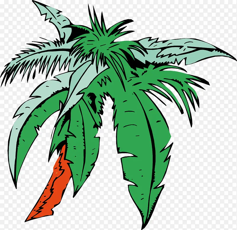 手绘彩色椰子树2