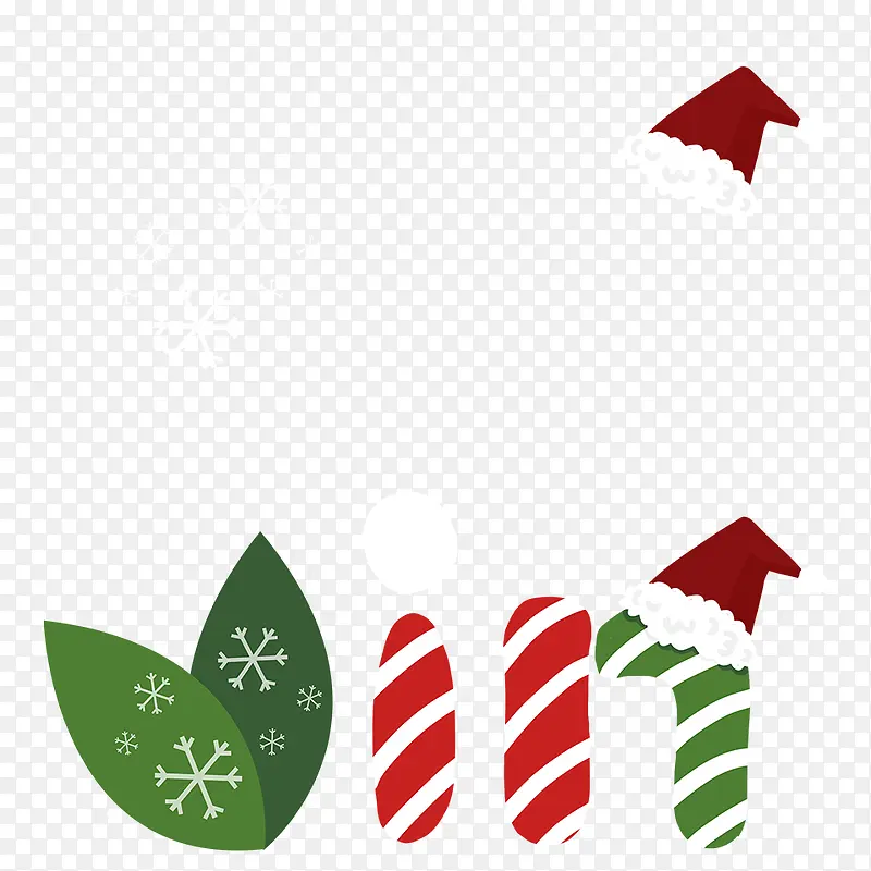 【原创手绘】圣诞元素-雪花+圣诞帽
