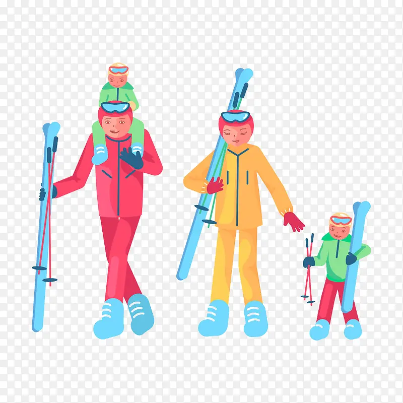 一家人一起滑雪