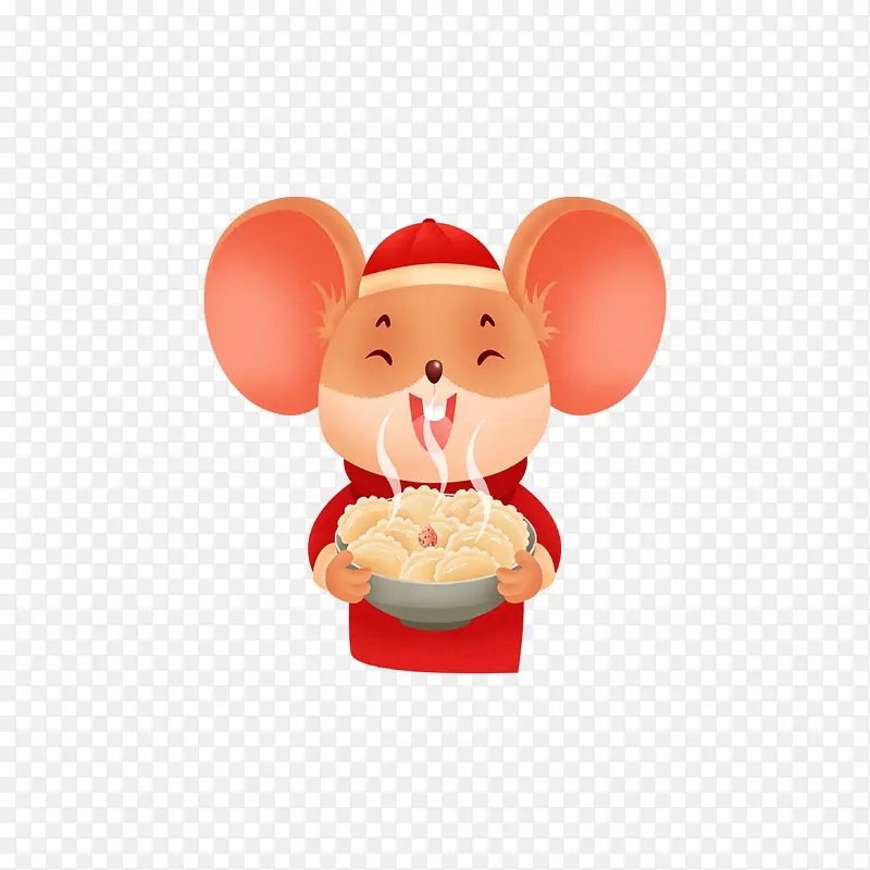 老鼠元素抱一盘饺子