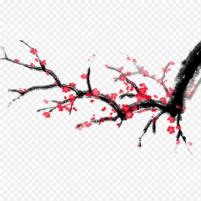 中国风国画手绘梅花免抠