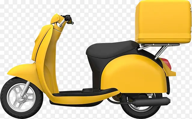 黄色带箱摩托车