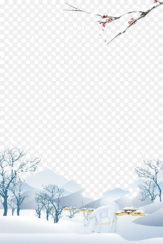 小鹿冬天背景元素图
