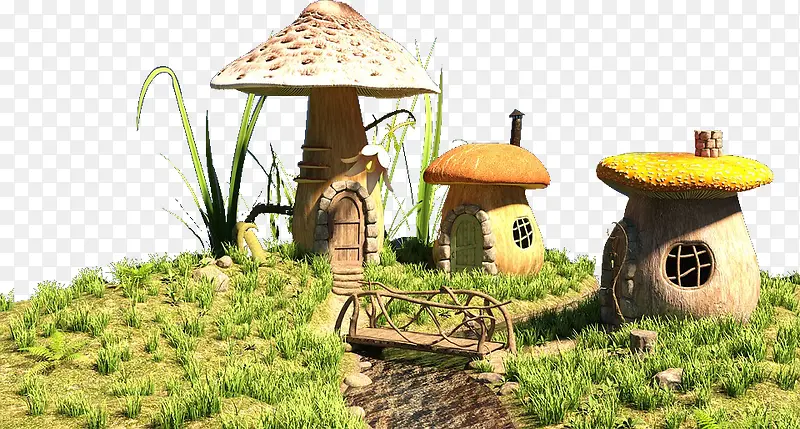 蘑菇房子唯美卡通
