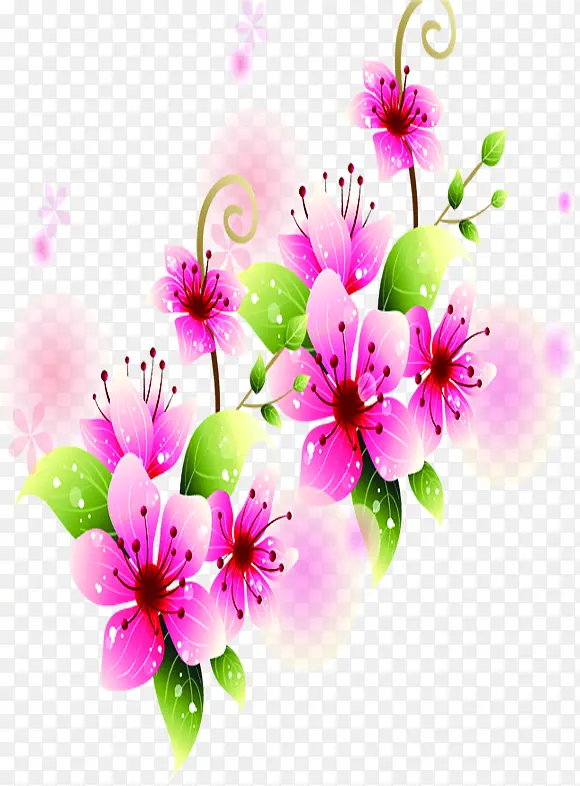 粉色花朵圆环绿叶