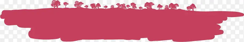 红色水墨画树林
