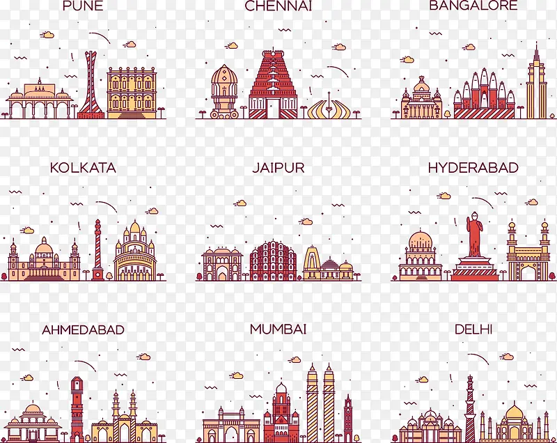 矢量印度城市插画