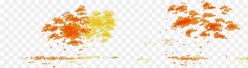 枫叶黄色红色环境渲染效果彩绘上色