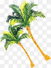 手绘卡通夏日椰子树