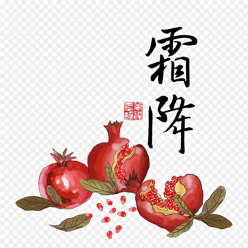 中国风霜降石榴插画
