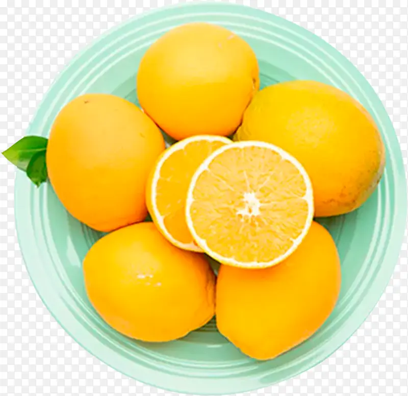 一盘橙子，水果，盘子，橙子