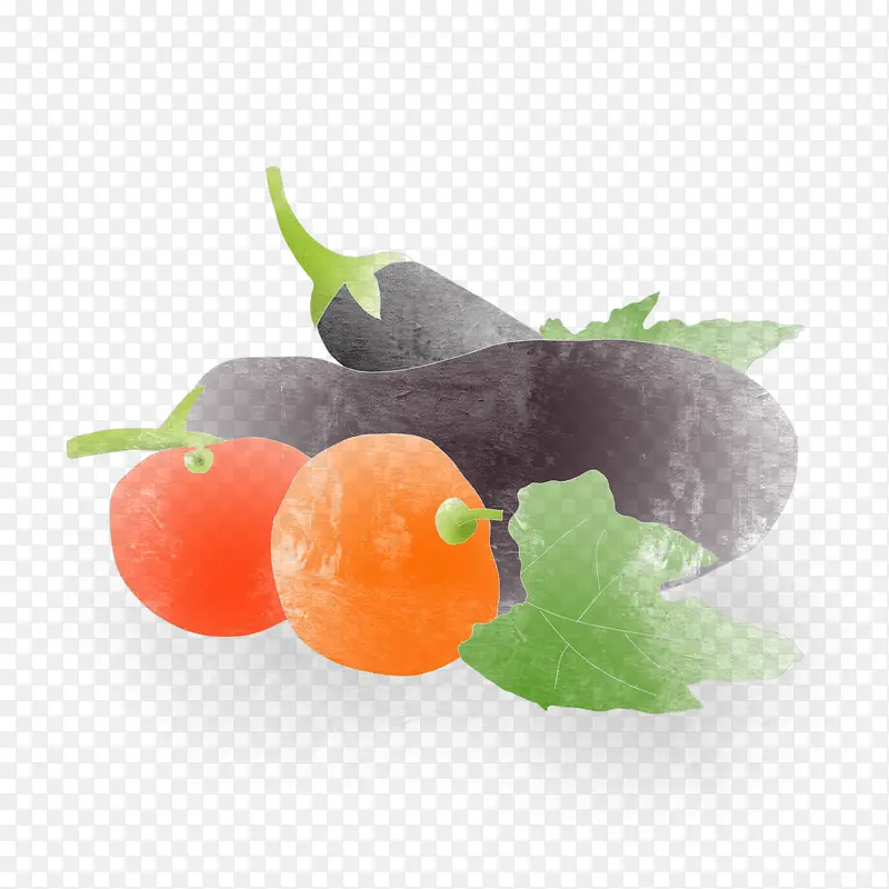 手绘水果蔬菜元素茄子