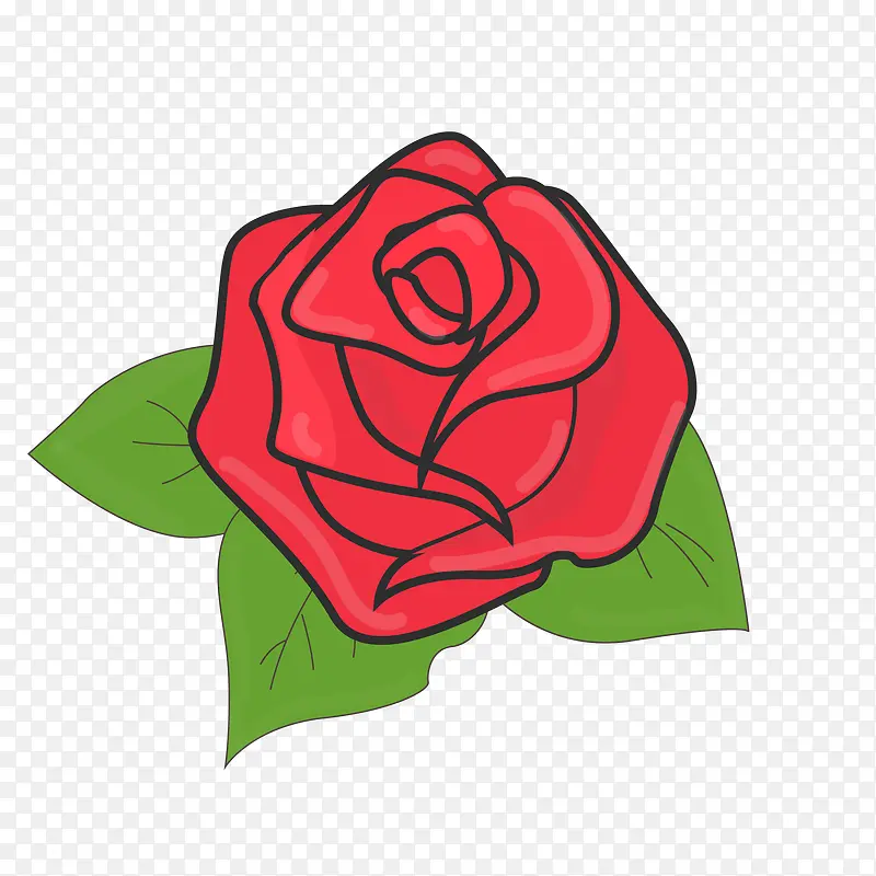 红色手绘玫瑰花儿