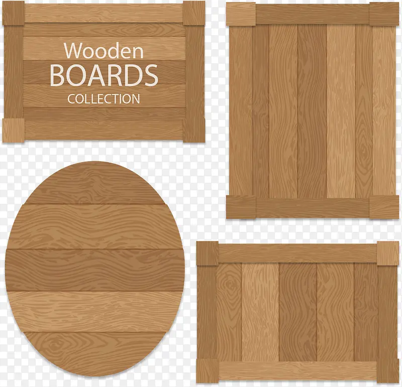 矢量手绘木板和木箱