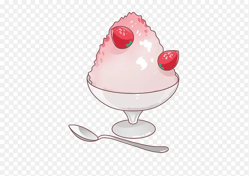 手绘卡通可爱夏天草莓刨冰元素免扣