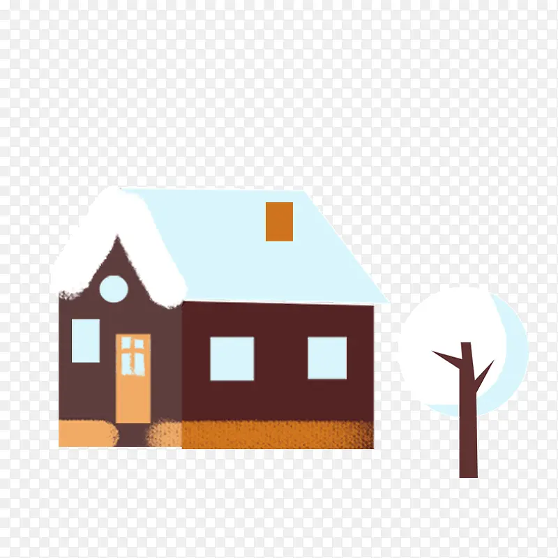 冬至雪景房子树